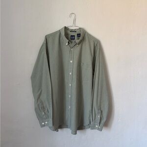 Gap 80s Two Ply Poplin Green Gingham Oxford Men’s Large